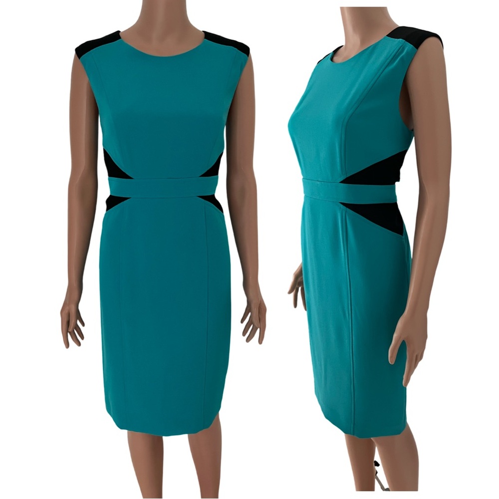 KASPER blue and black dress.